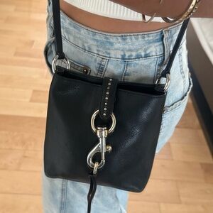Rebecca Minkoff Black Leather Crossbody with Silver Hardware